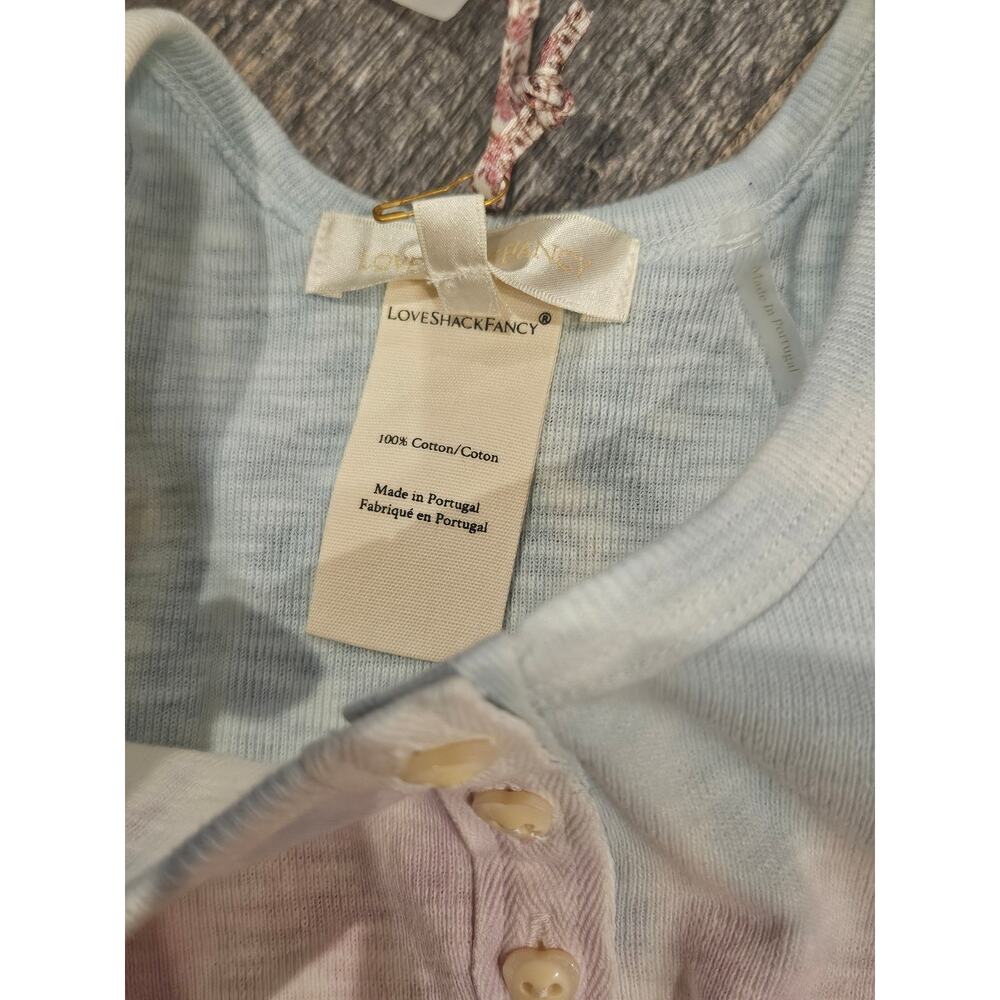 Love shack fancy aeris babydoll top womens small tiedye henley coquette pastel - Picture 4 of 9